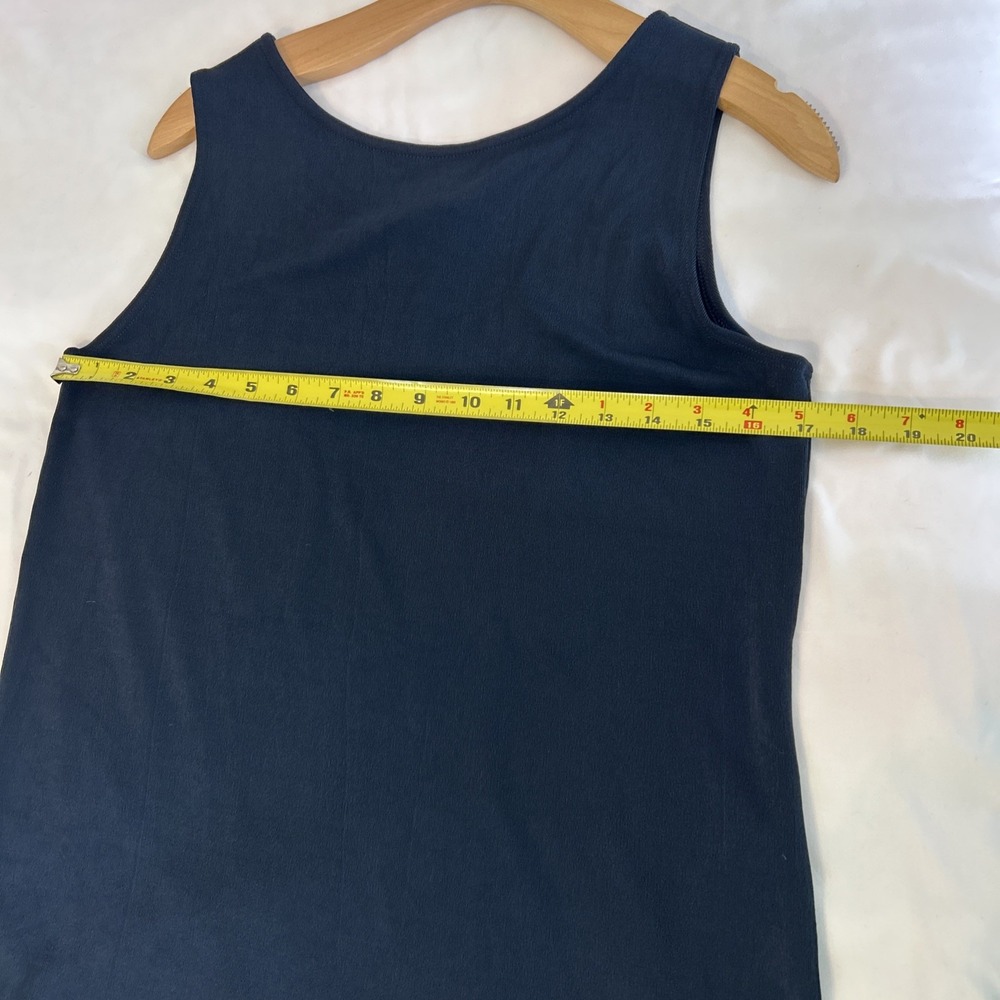 Chicos Travelers Navy Blue Ribbed Tank Top Shell Sz 1 US 8/10 Wrinkle Resistant - Picture 3 of 6